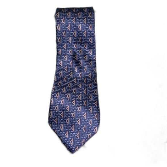 Zylos Other - Zylos Gold Men's Silk Tie Blue & Gold Geometric Pattern Made in USA